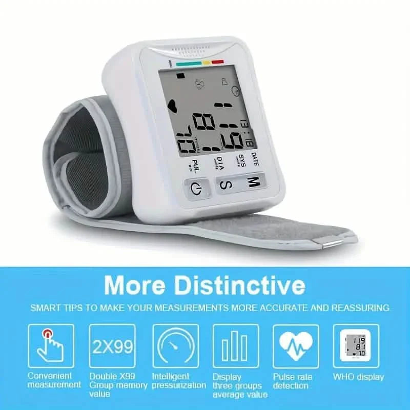 Tensiomètre de poignet avec écran ACL, brassard ajustable avec détection des battements cardiaques irréguliers