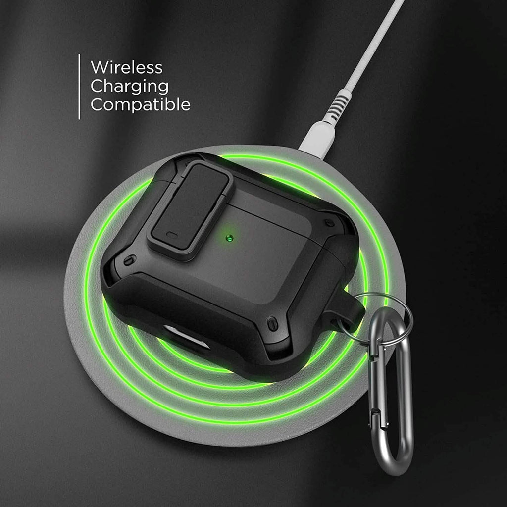 Coque X-Armor pour AirPods 3ème Génération avec Couvercle Verrouillable | Étui de Protection avec Mousqueton (AirPods Gen 3)