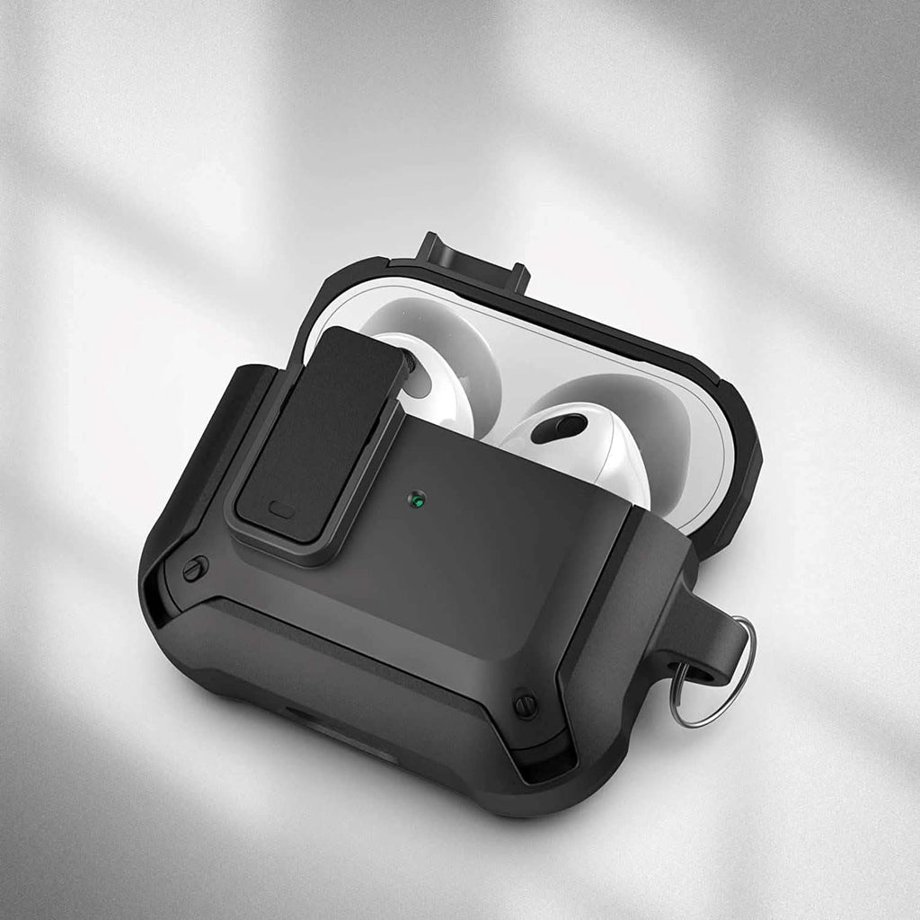 Coque X-Armor pour AirPods 3ème Génération avec Couvercle Verrouillable | Étui de Protection avec Mousqueton (AirPods Gen 3)