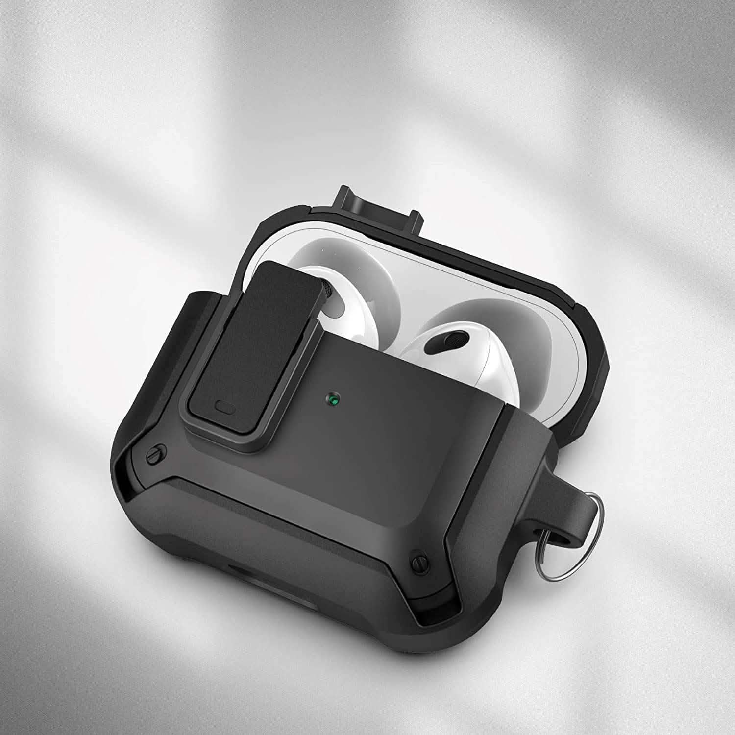 Coque X-Armor pour AirPods 3ème Génération avec Couvercle Verrouillable | Étui de Protection avec Mousqueton (AirPods Gen 3)