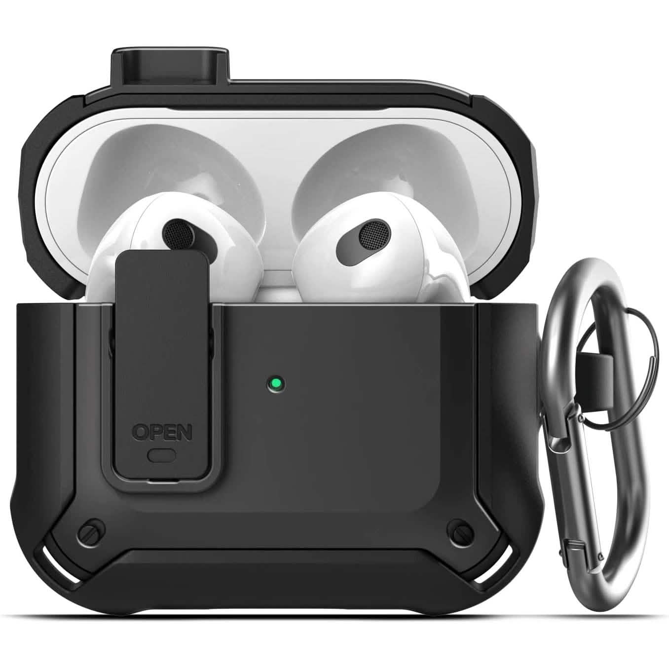 Coque X-Armor pour AirPods 3ème Génération avec Couvercle Verrouillable | Étui de Protection avec Mousqueton (AirPods Gen 3)