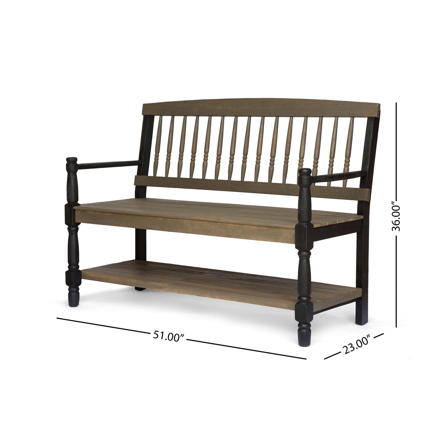 Patio Bench with Built-In Shelf