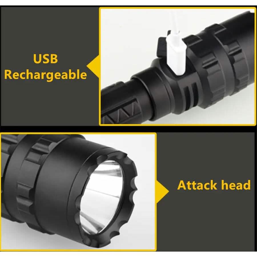 Lampe torche LED XANES 1102 L2 5 modes 1600 Lumens USB Rechargeable pour Camping et Chasse
