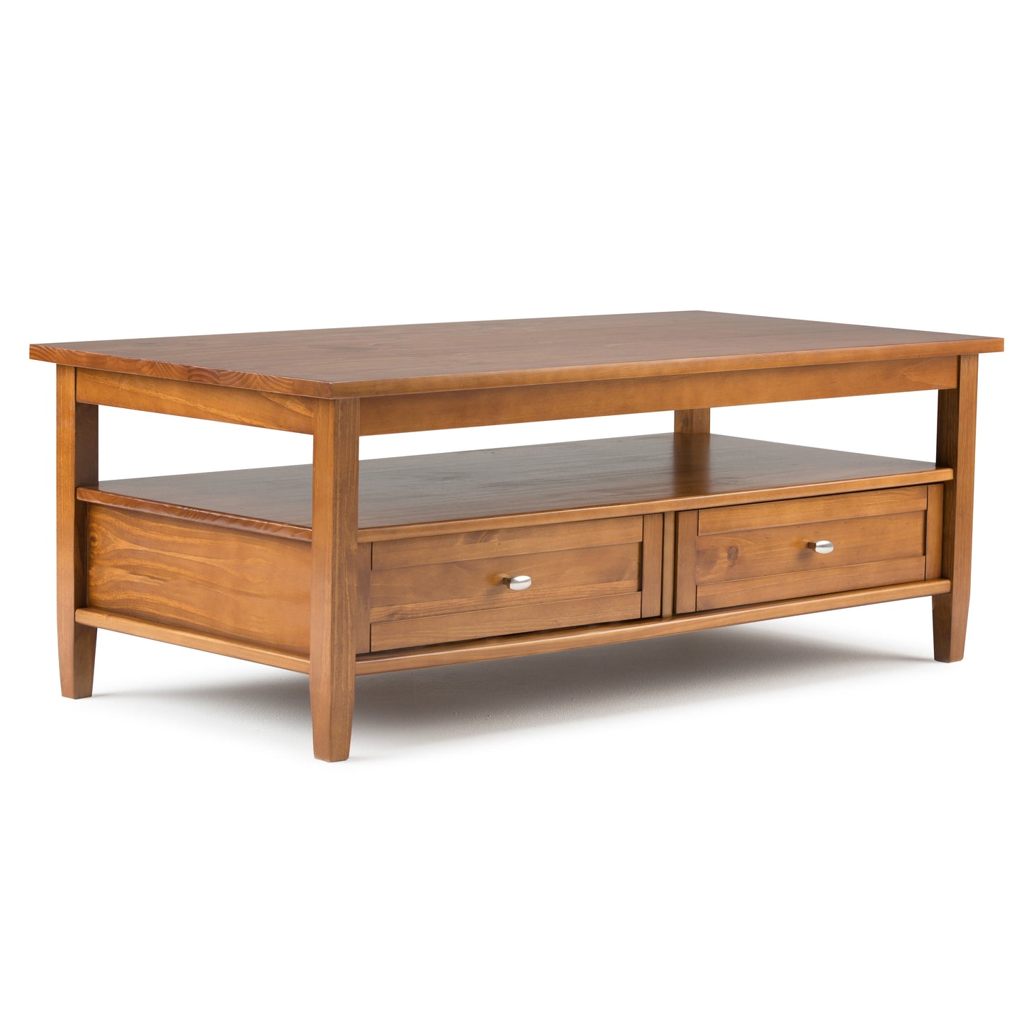 Warm Shaker Solid Wood 48 Inch Wide Transitional Coffee Table