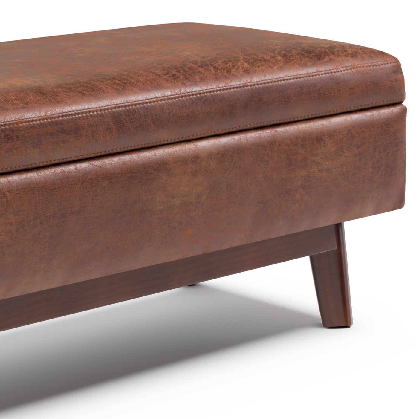 Owen 48 Inch Wide Rectangular Storage Ottoman in Distressed Saddle