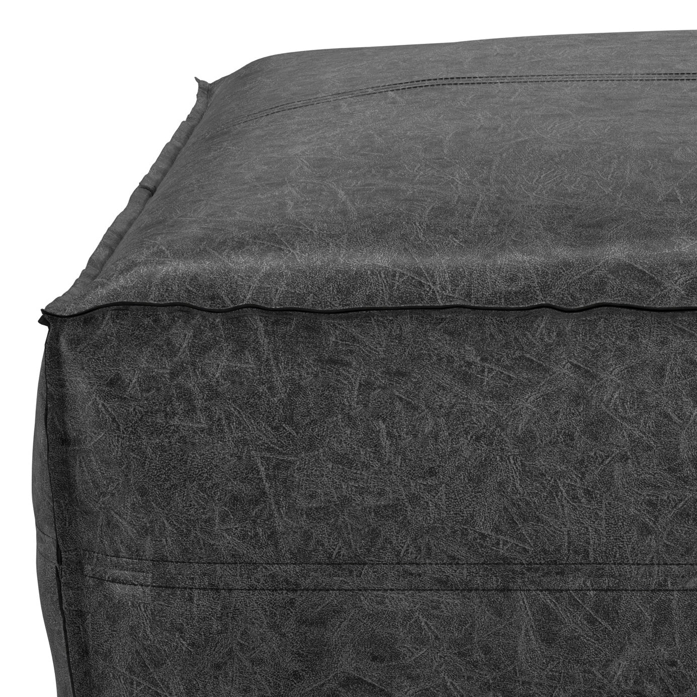 Brody - Large Square Coffee Table Pouf - Distressed