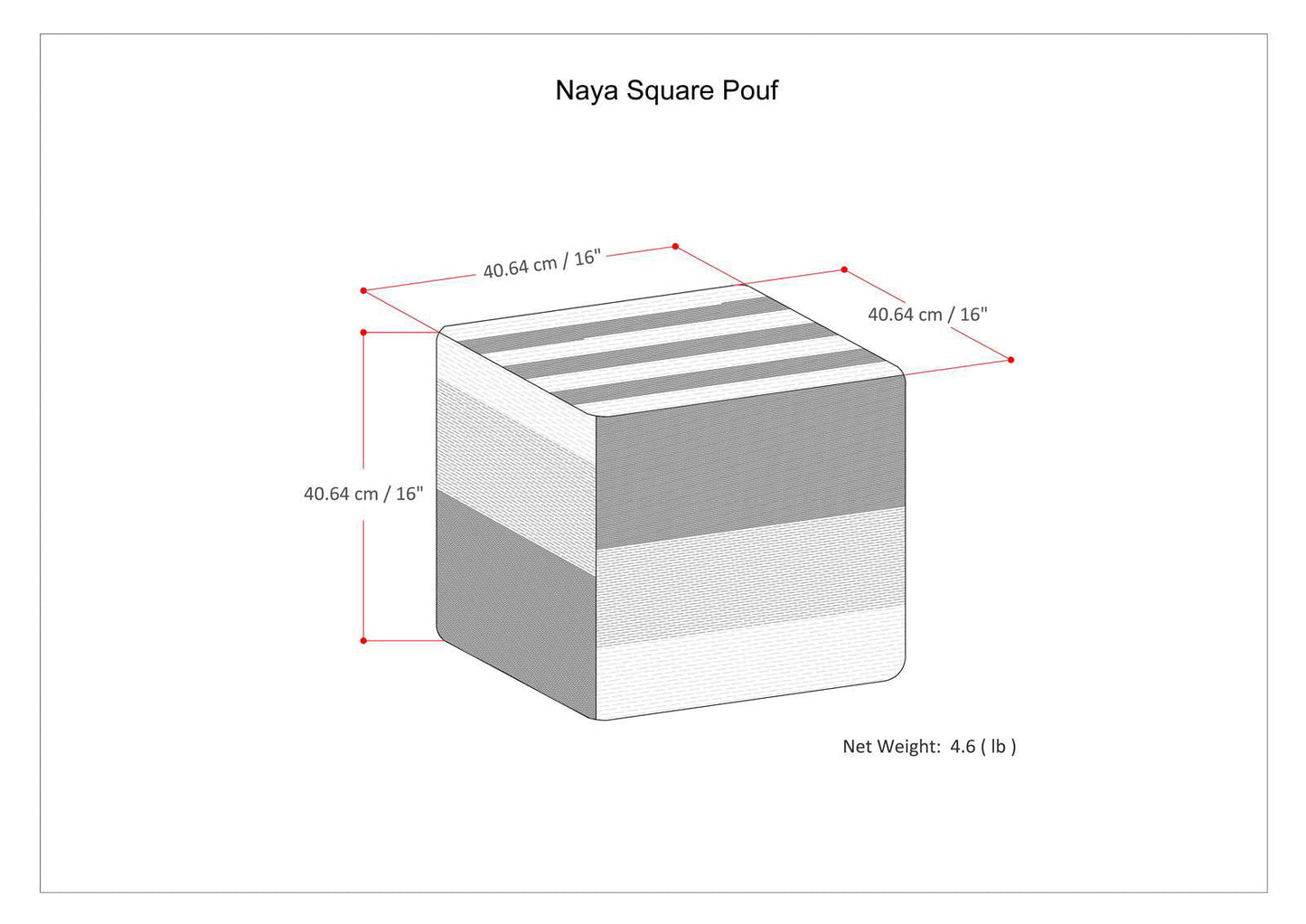 Naya 16 Inch Wide Cube Pouf