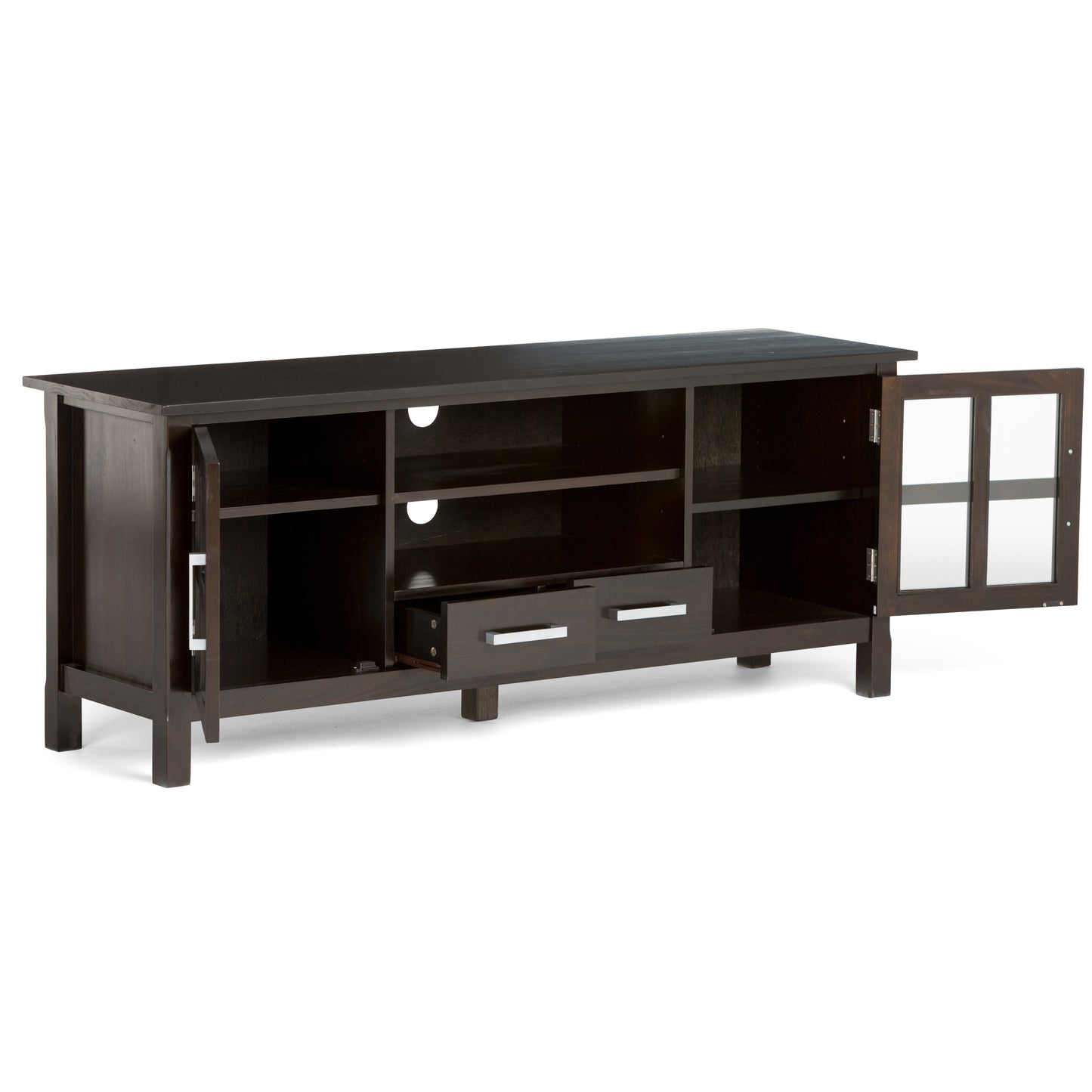 Kitchener 60 Inch Wide Solid Wood TV Stand in Hickory
