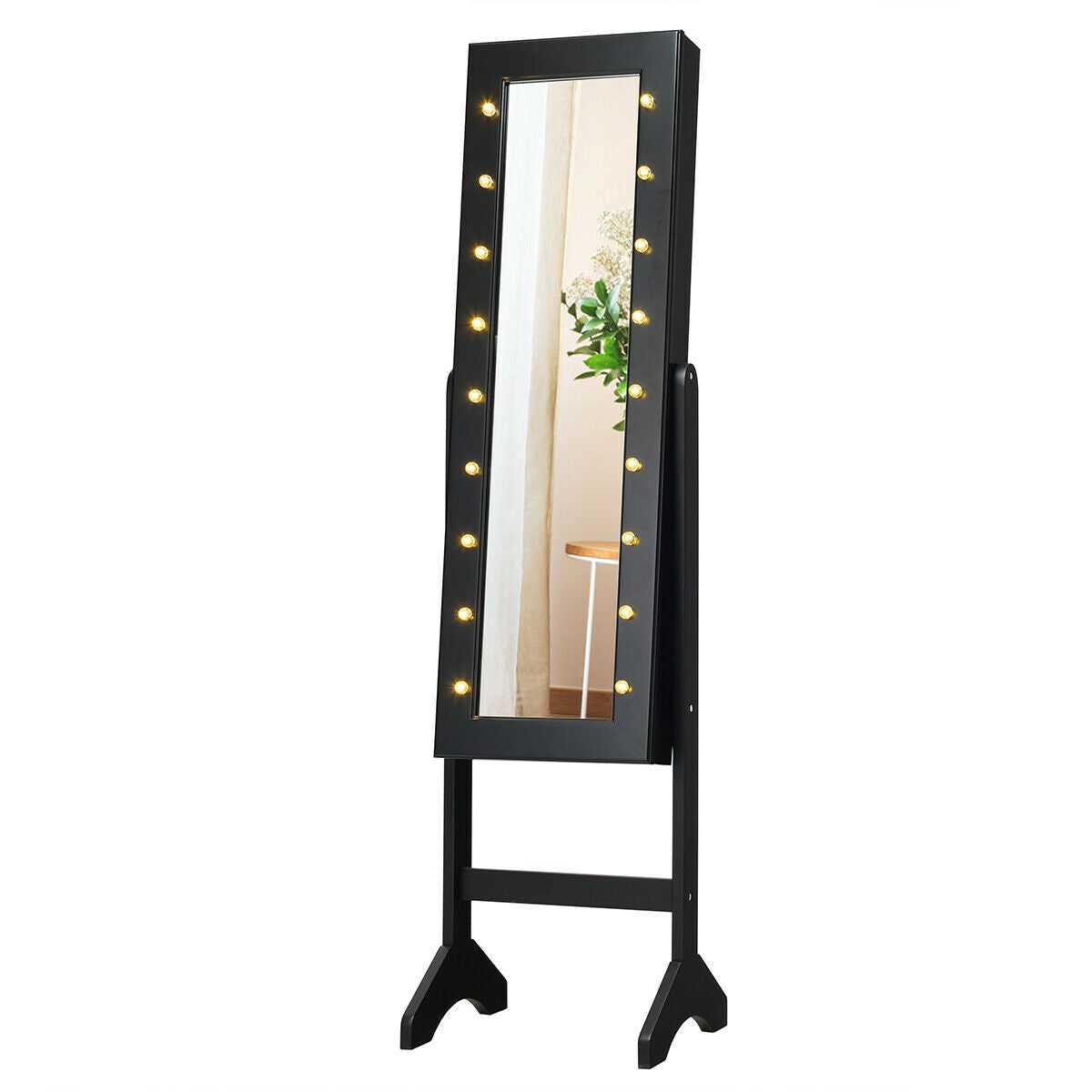 Mirrored Jewelry Cabinet Armoire Organizer w/ LED lights