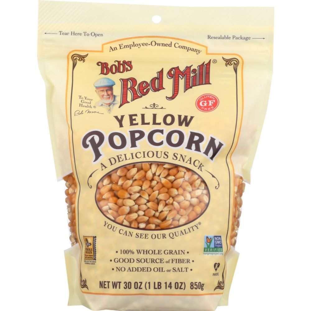 BOB'S RED MILL: Yellow Popcorn - 30 oz | Fresh & Fluffy Popcorn Kernels