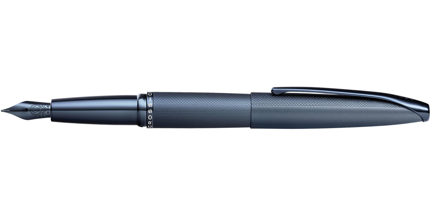 ATX® Sandblasted Dark Blue Stainless Steel Fine Nib Fountain Pen