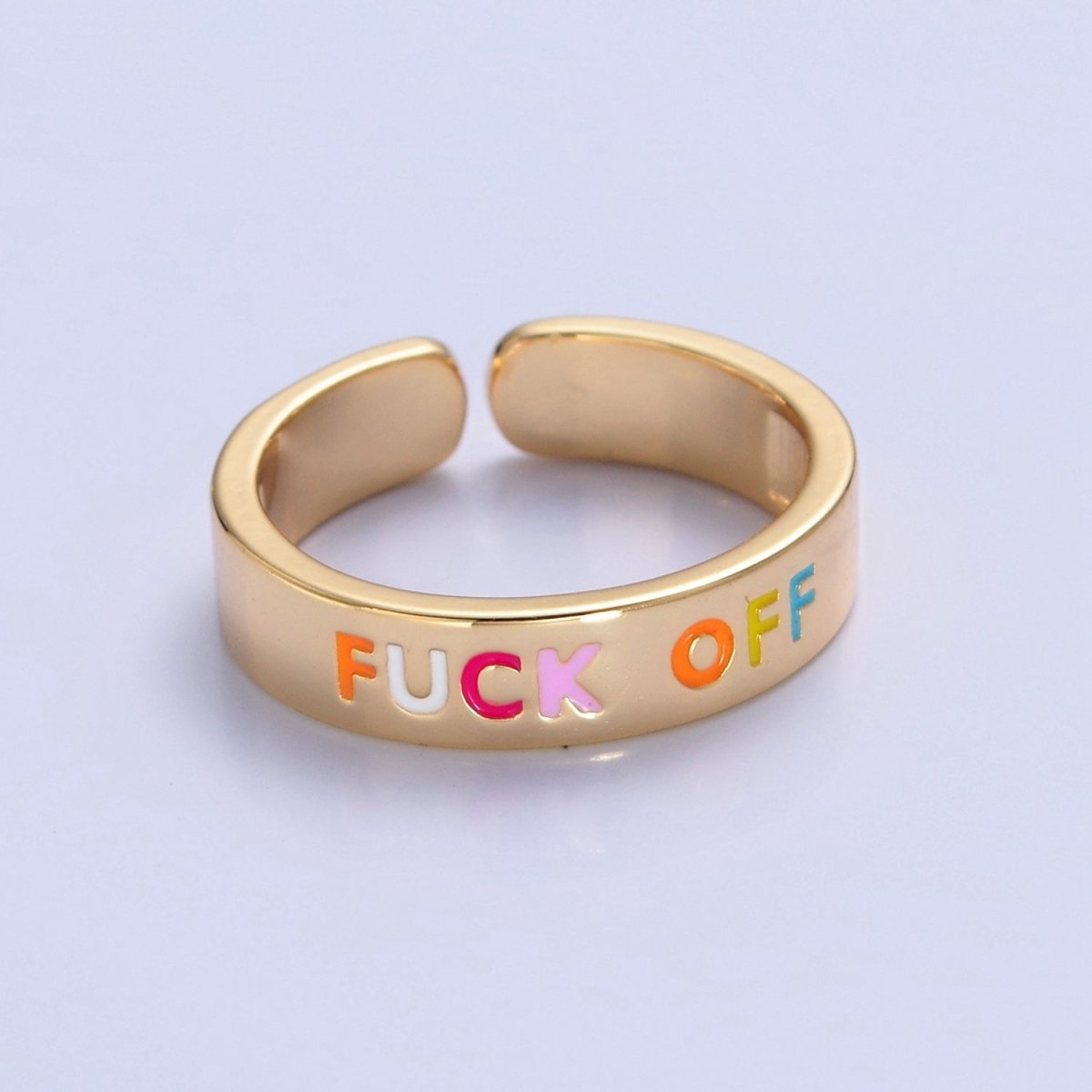 Y2K Gold Fuck Off Ring Open Adjustable Jewelry for Teenager Gift O-2204