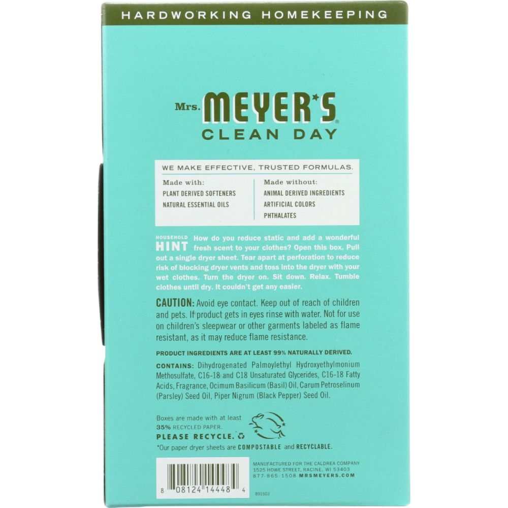 Mrs. Meyer’s Clean Day Dryer Sheets - 80pcs for Fresh Fabric Softening