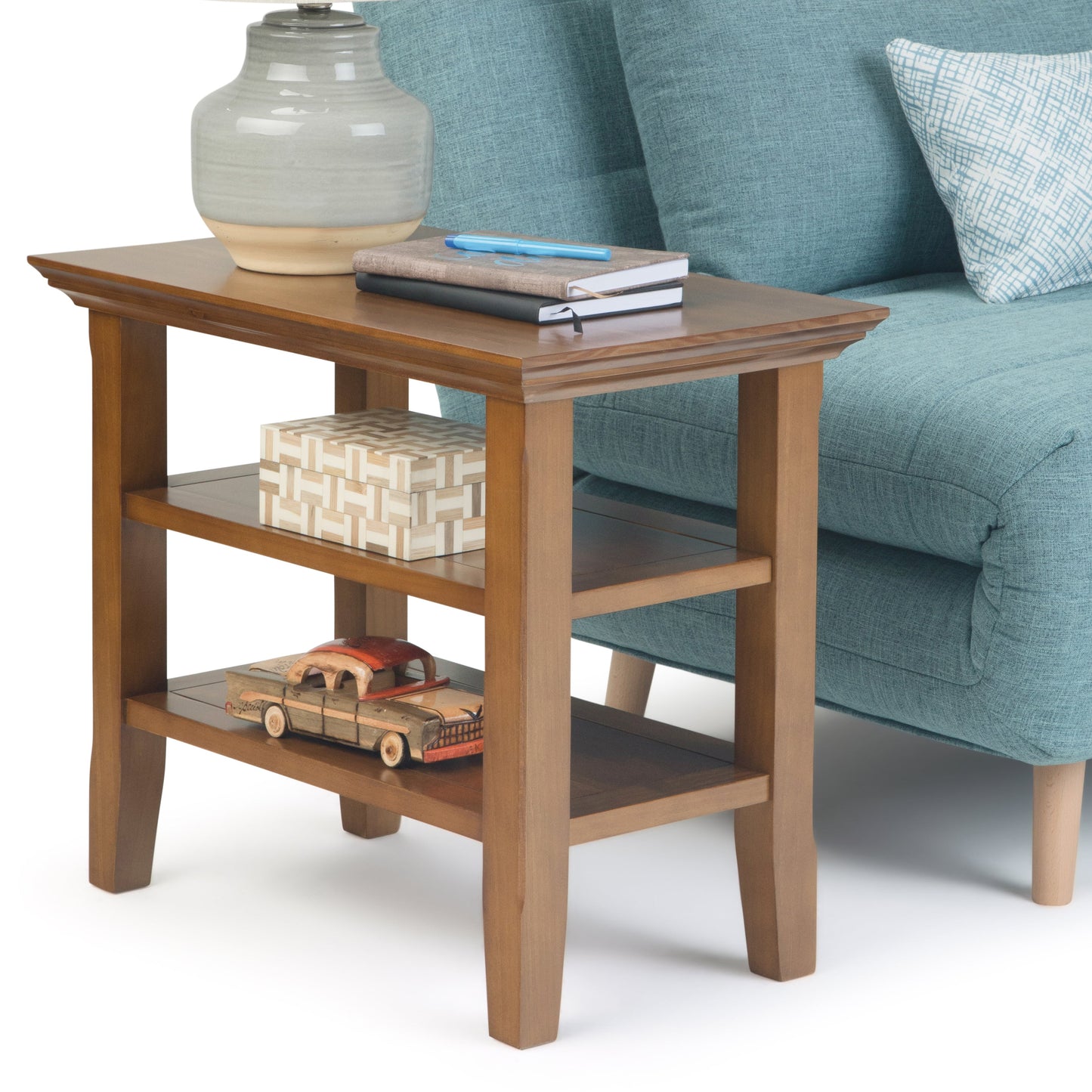 Acadian Solid Wood Narrow Side Table in Light Golden