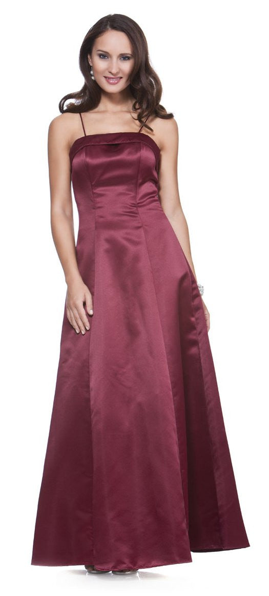 CLEARANCE - Bridesmaid Dress Poly Satin Spaghetti Strap A Line Gown (Size Small)