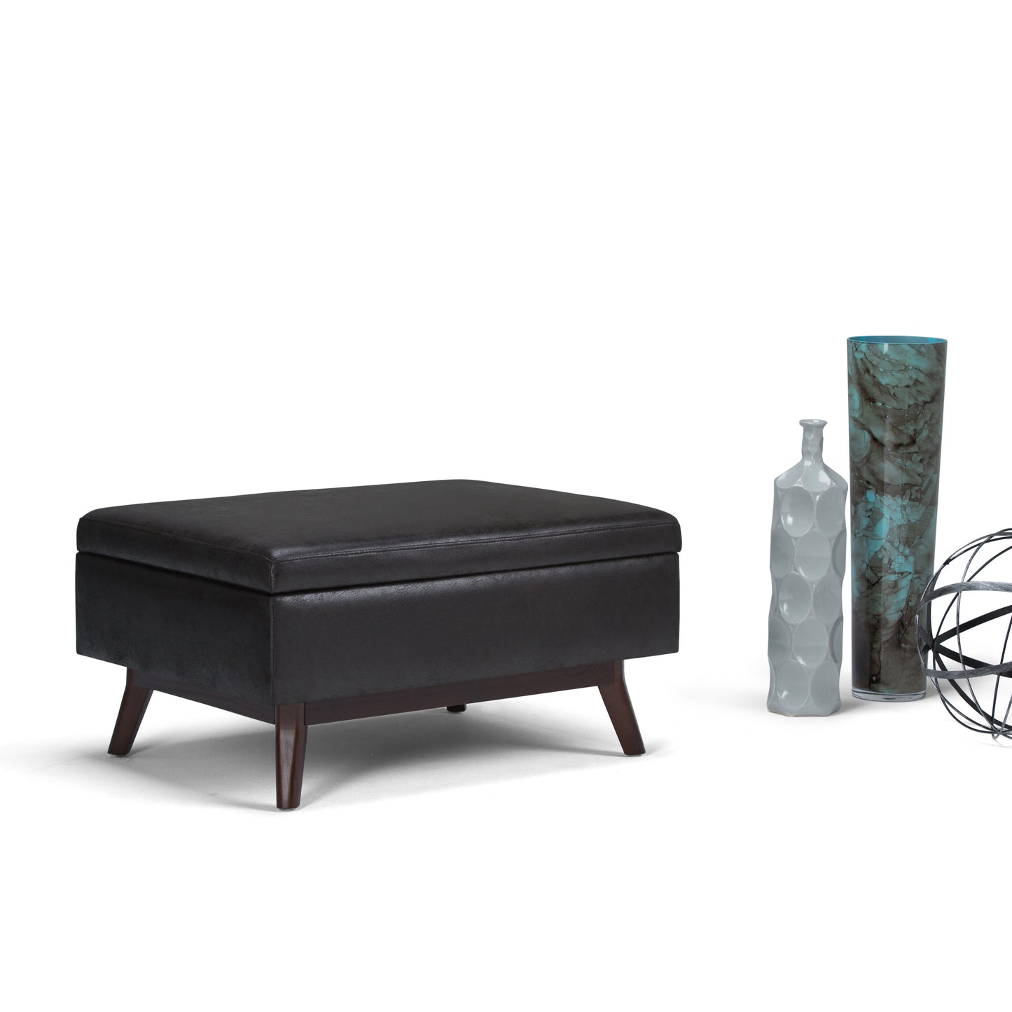 Owen 34 Inch Wide Coffee Table Storage Ottoman in Distressed