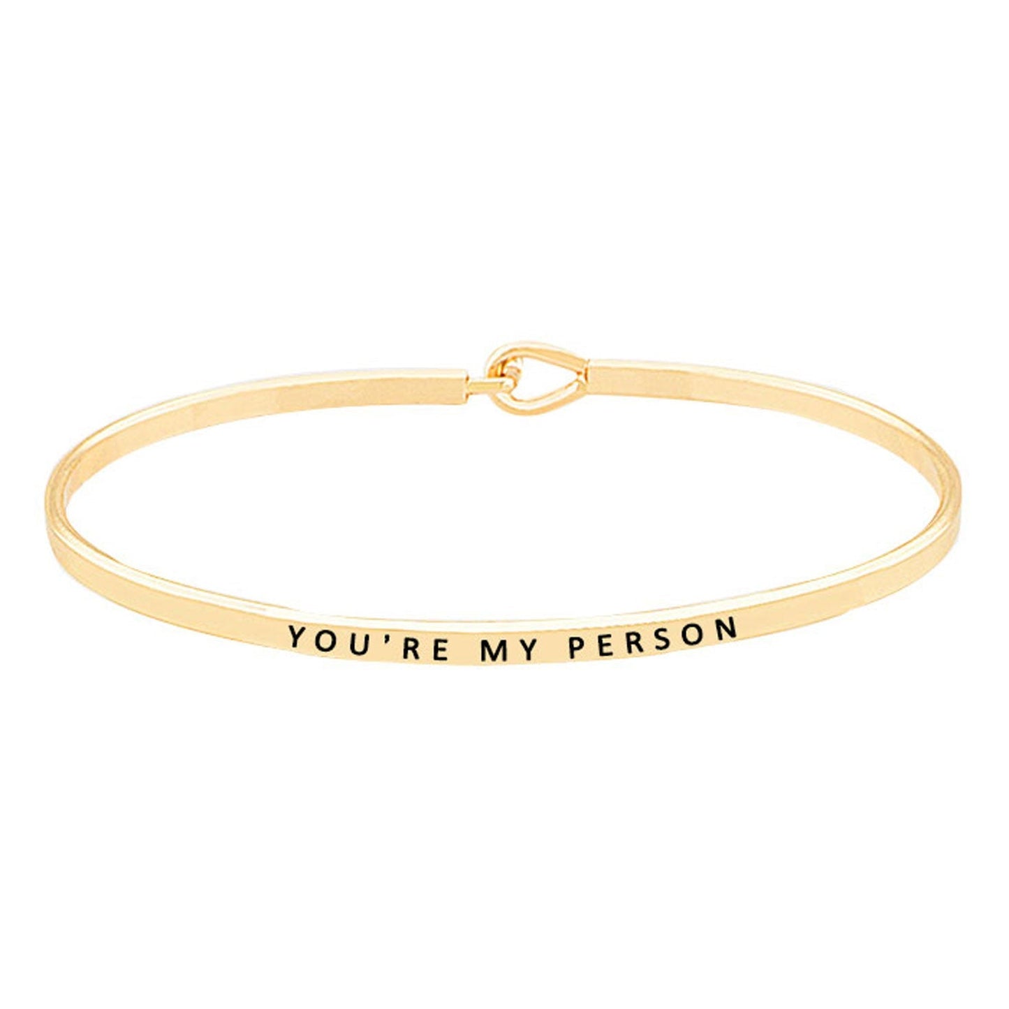 You're My Person Brass Thin Metal Hook Bracelet
