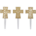 Religious Cake Toppers, Gold Cross Assortment Picks, 24, 72, or 144 count
