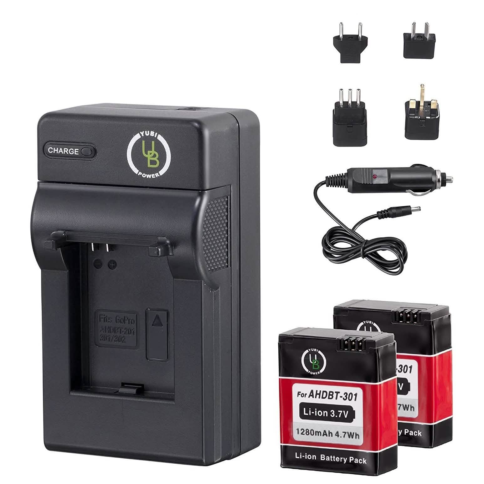 Yubi Power 2 Batteries Kit for GoPro 1280 mAh and Travel Charger Kits