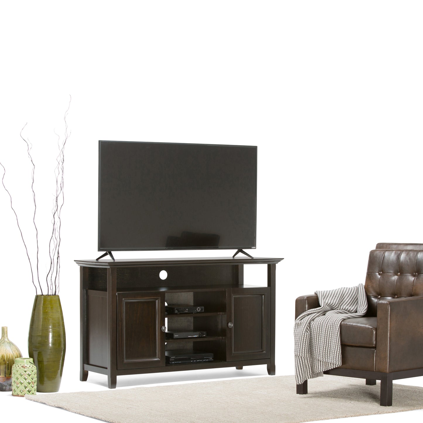 Amherst 54 Inch Wide Solid Wood TV Stand in Hickory