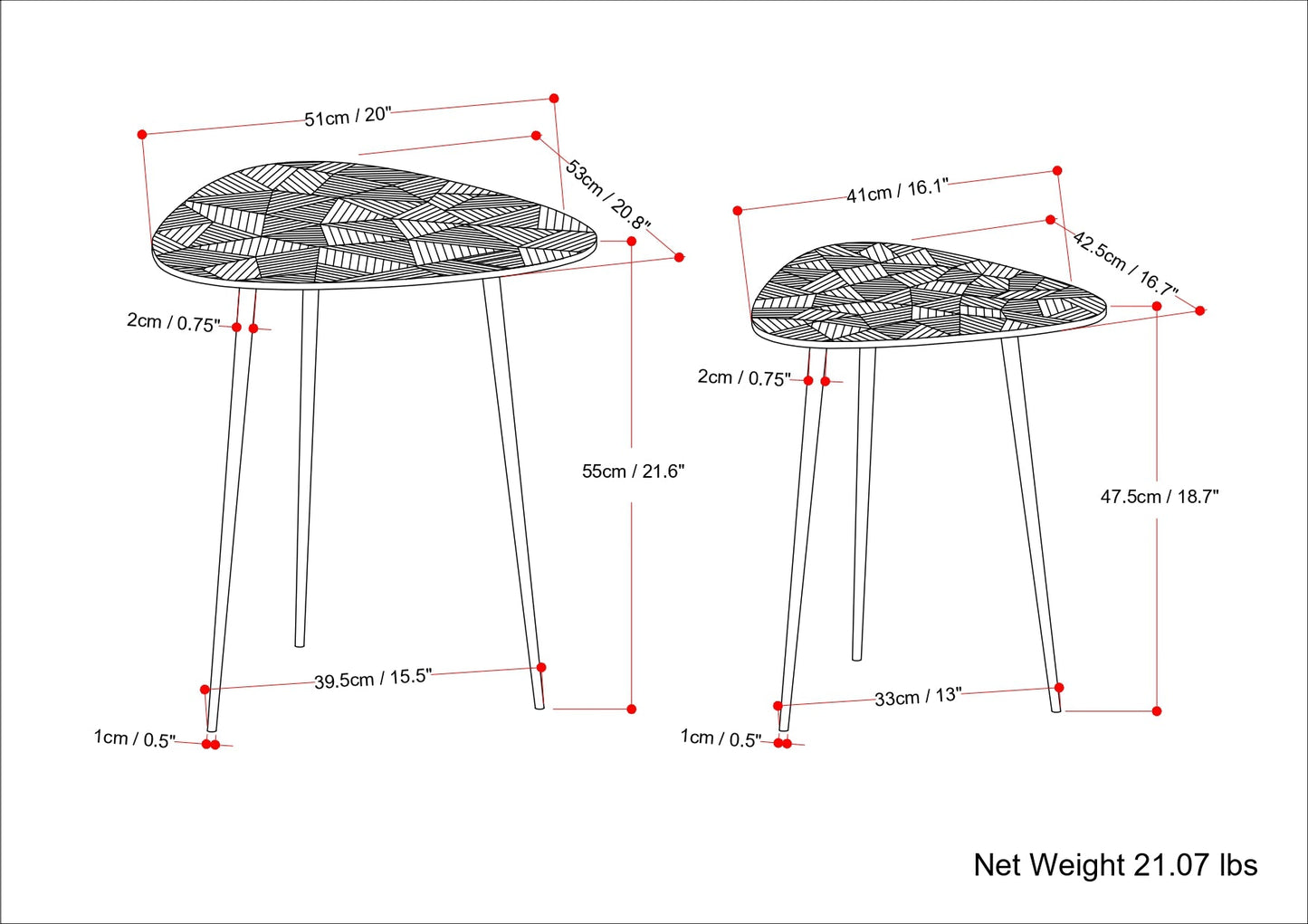 Shelton 2 Piece Metal Nesting Table - Nickel