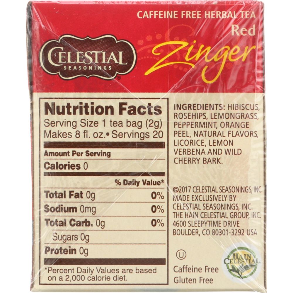 CELESTIAL SEASONINGS: Red Zinger Herbal Tea, 20 bg