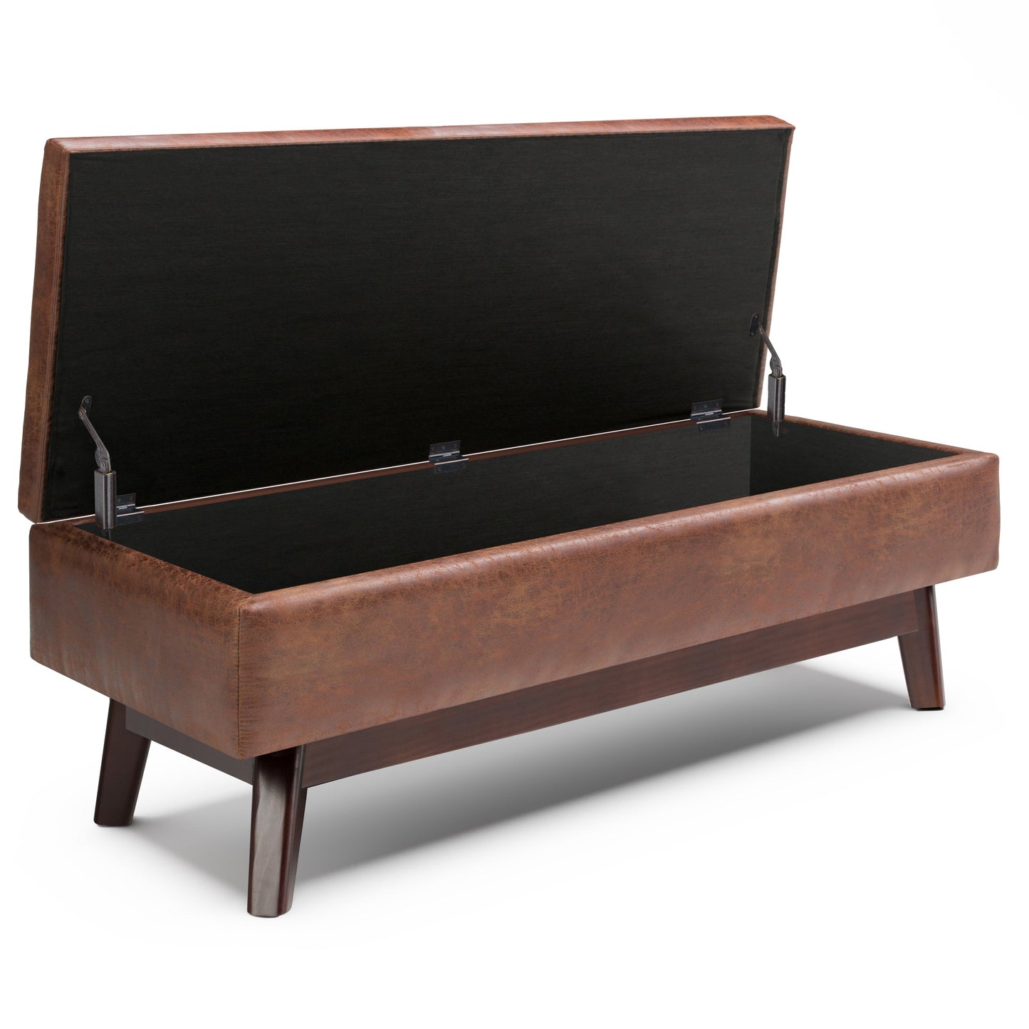 Owen 48 Inch Wide Rectangular Storage Ottoman in Distressed Saddle