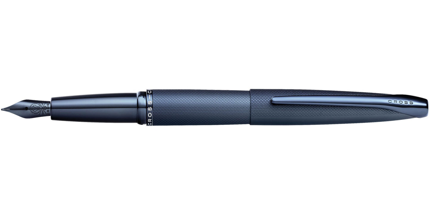 ATX® Sandblasted Dark Blue Stainless Steel Medium Nib Fountain Pen