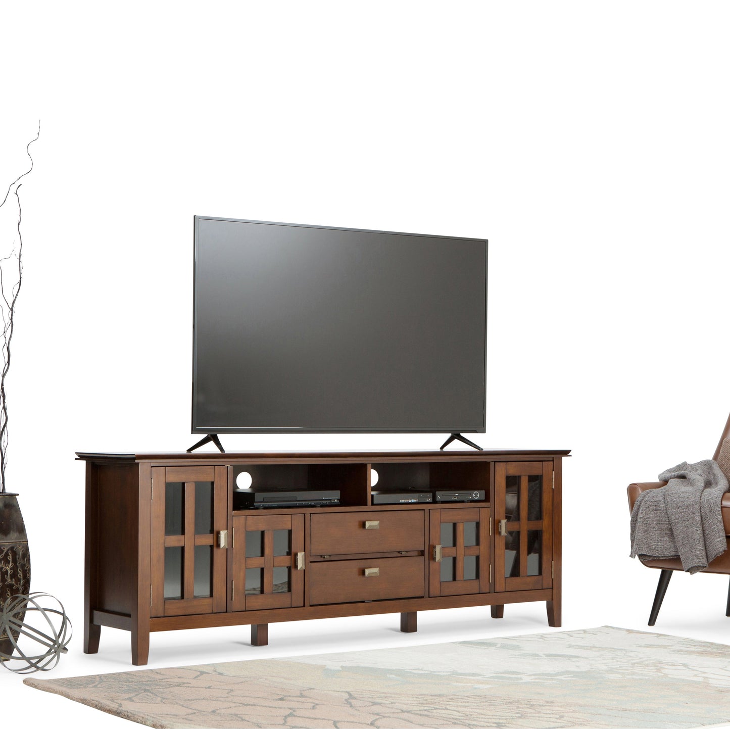 Artisan 72 Inch Wide Solid Wood TV Stand in Russet