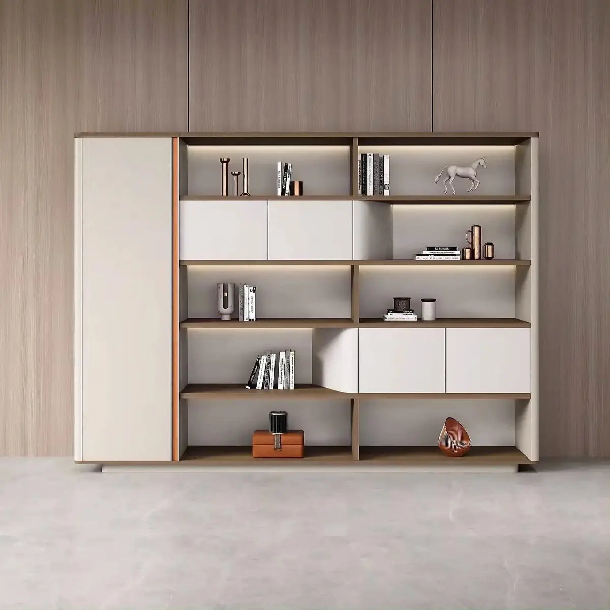 Hadwyn · Office Shelves w/ Lighting & Storage