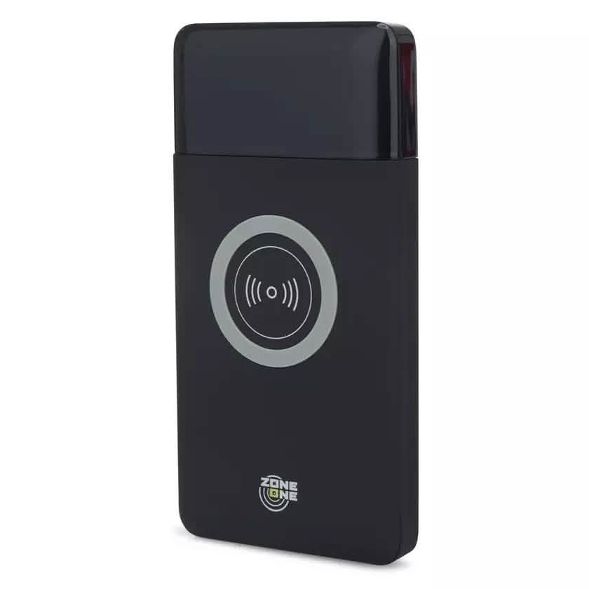 Batterie externe Zone One 15 000 mAh avec LED, double port USB et recharge sans fil