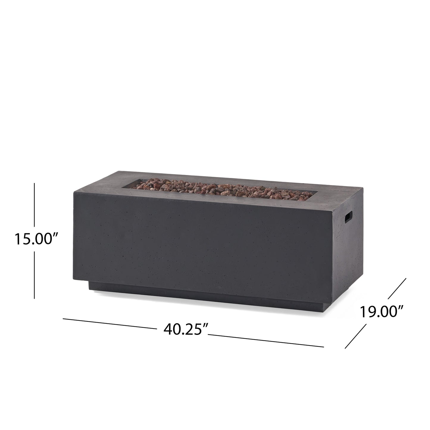 40" Outdoor 40,000 BTU Rectangular MgO Concrete Propane Fire Pit